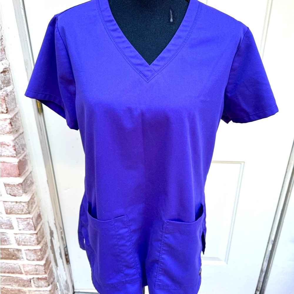 Grey’s Anatomy, V-neck, Short Sleeve Scrub Top - Rich Purple, Size Medium
